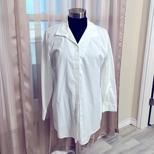 Chicos white “no iron” button down shirt